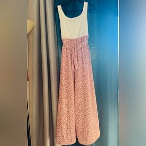 Beautiful SHEIN Pink Floral Tank Long Pant Tie Romper! 2XL